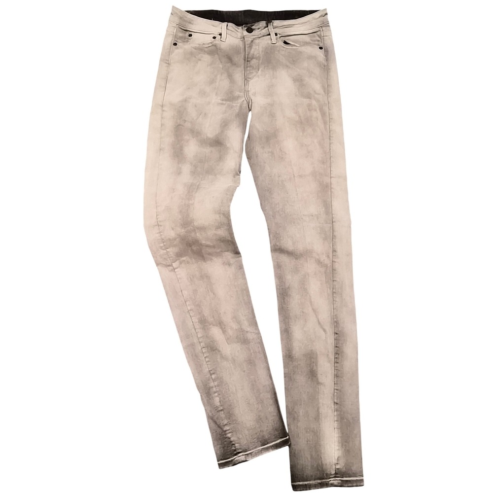 TBVM Mens 30 Gray Acid Wash Slim Straight Denim Jeans Keyhole Button